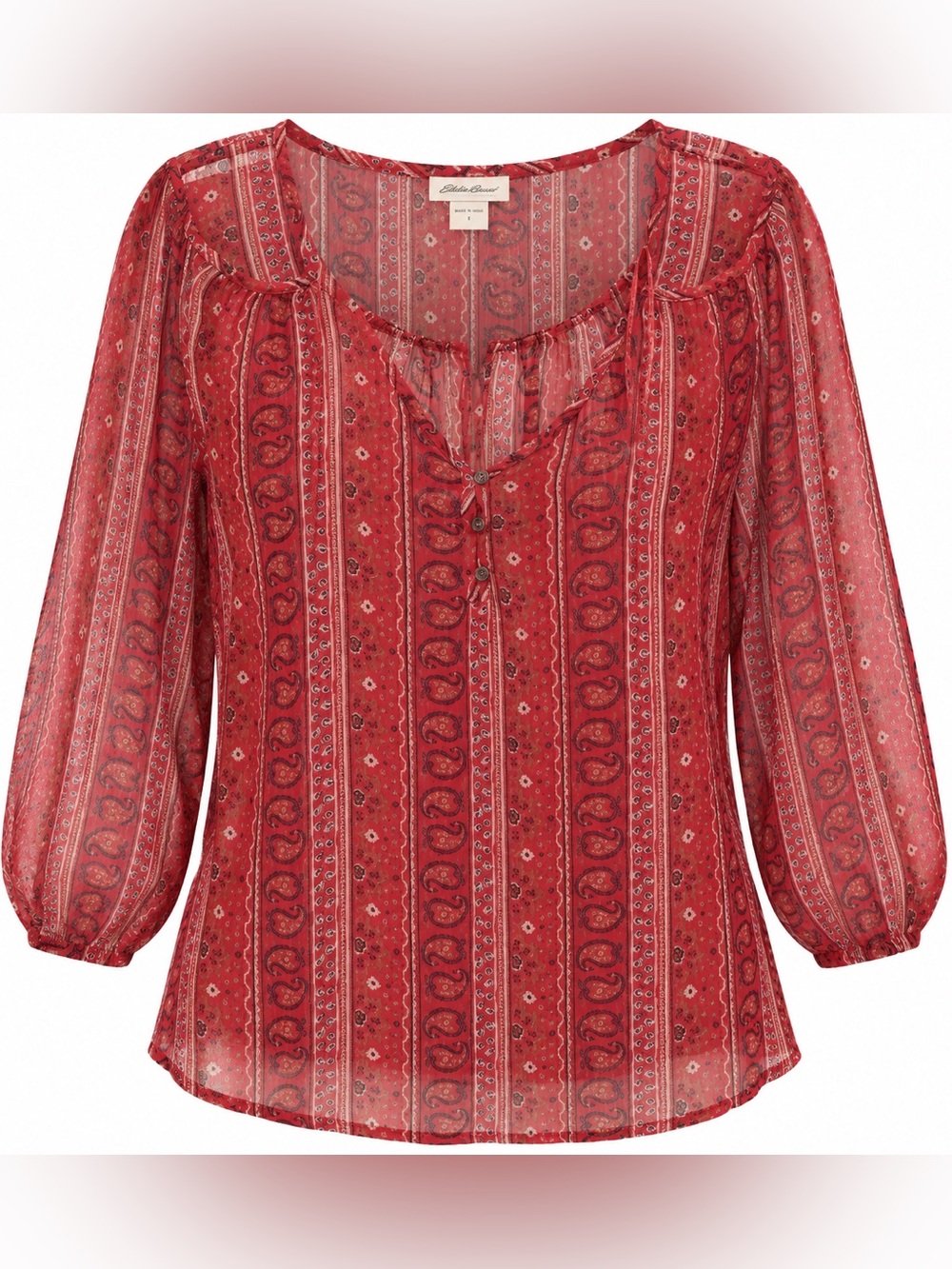 Lucky Brand red paisley boho top, large
